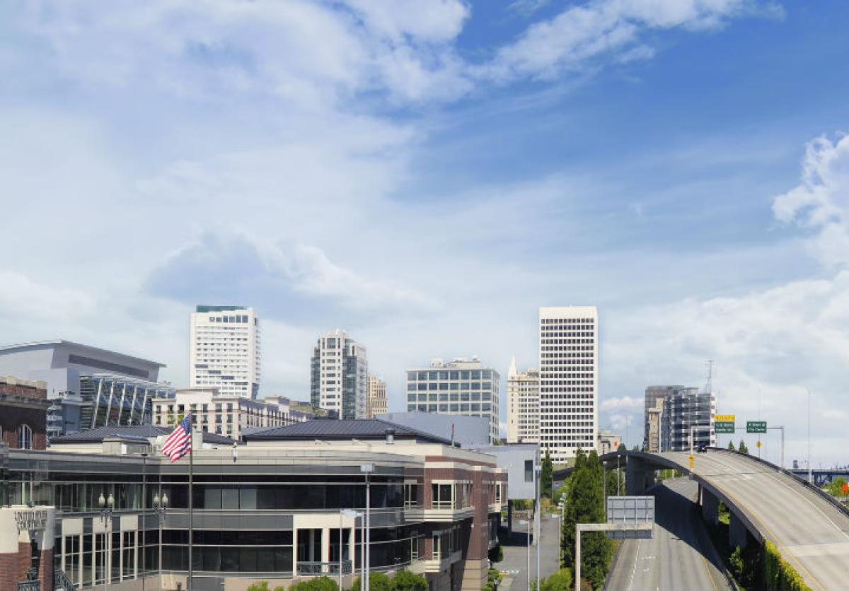 Shot of Tacoma skyline